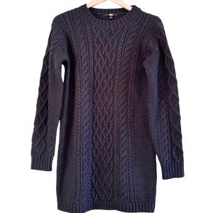 🌈 6/$60 Uniqlo Dress Cable Knit Mini Navy Blue Size Small Heavy Weight
